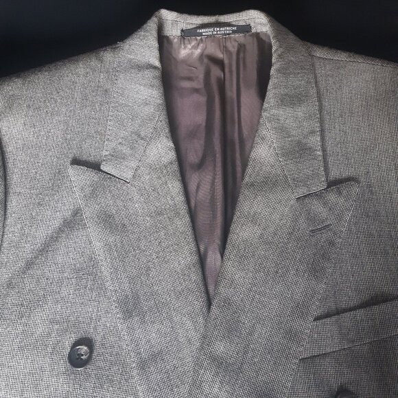 Jimmy's Gentiluomo Black & White Houndstooth Double Breasted Men's Jacket - Picture 5 of 15